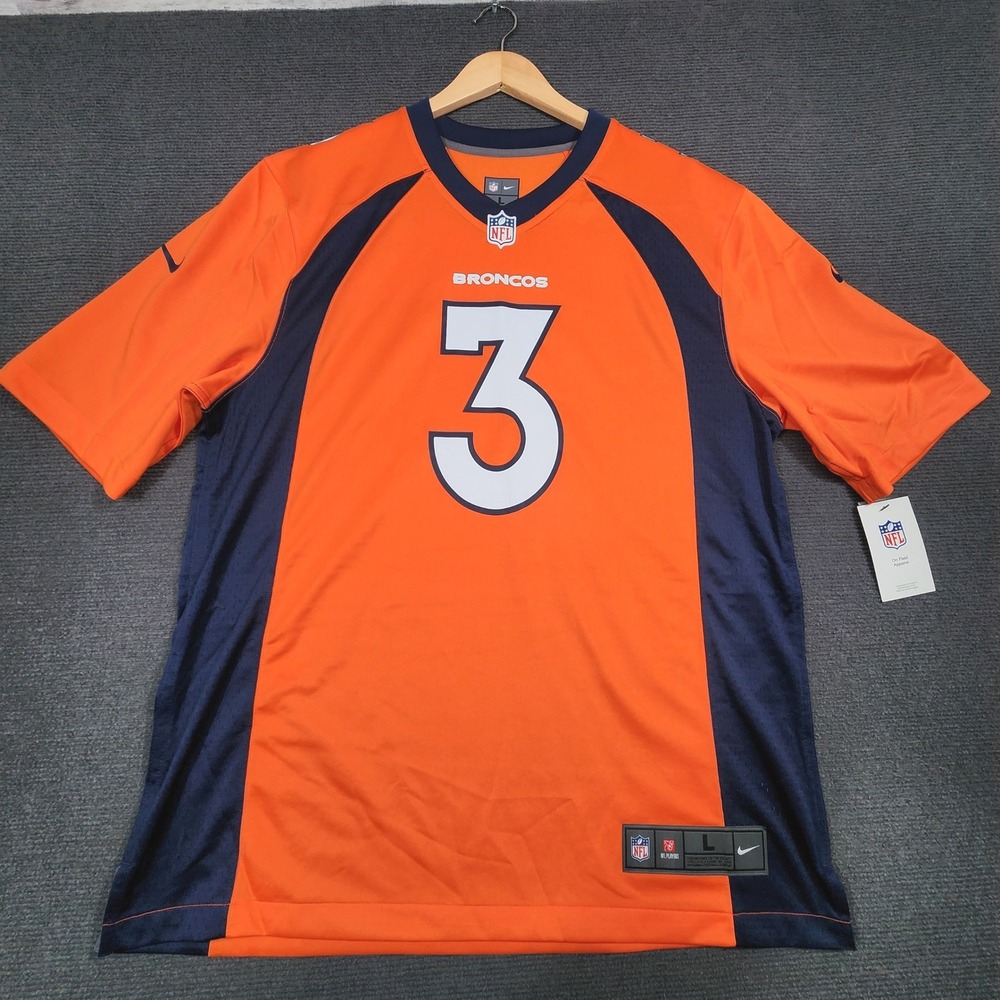 Nike Denver Broncos‎ Football Jersey Mens Large Orange Russell Wilson #3 NWT